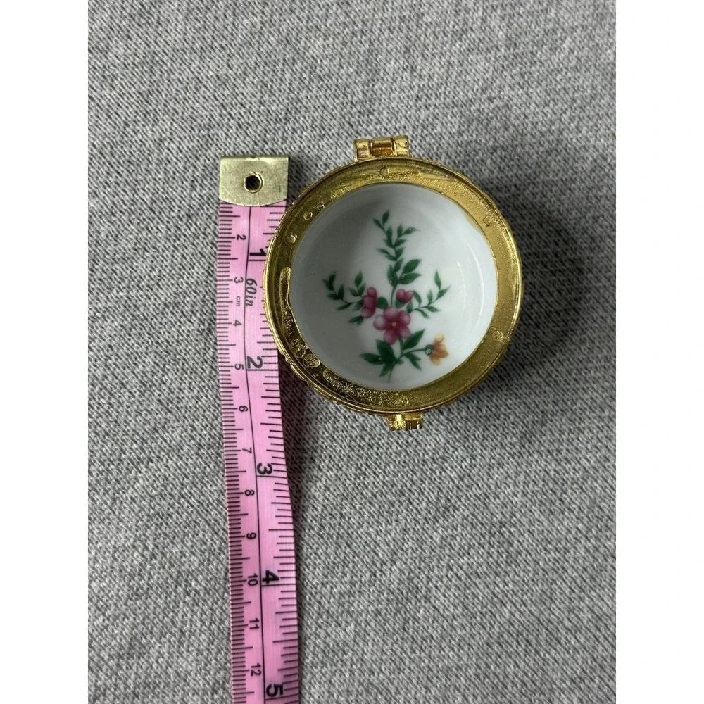 Small Floral trinket box hinged French Inspired Hand Painted Pill Box